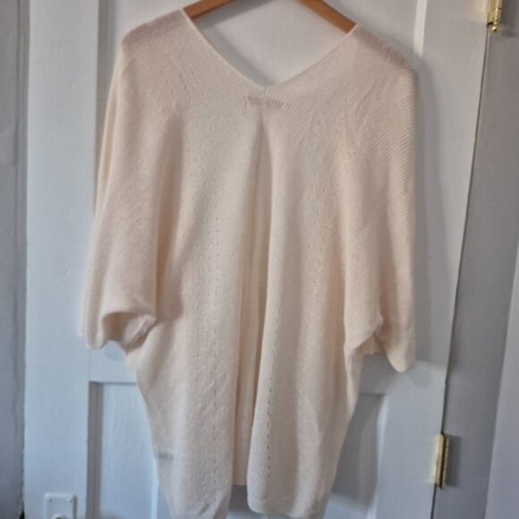 Monk & Lou Oversize Loose Fit Linen Blend Open Front Knit Cardigan Cream - Picture 7 of 10